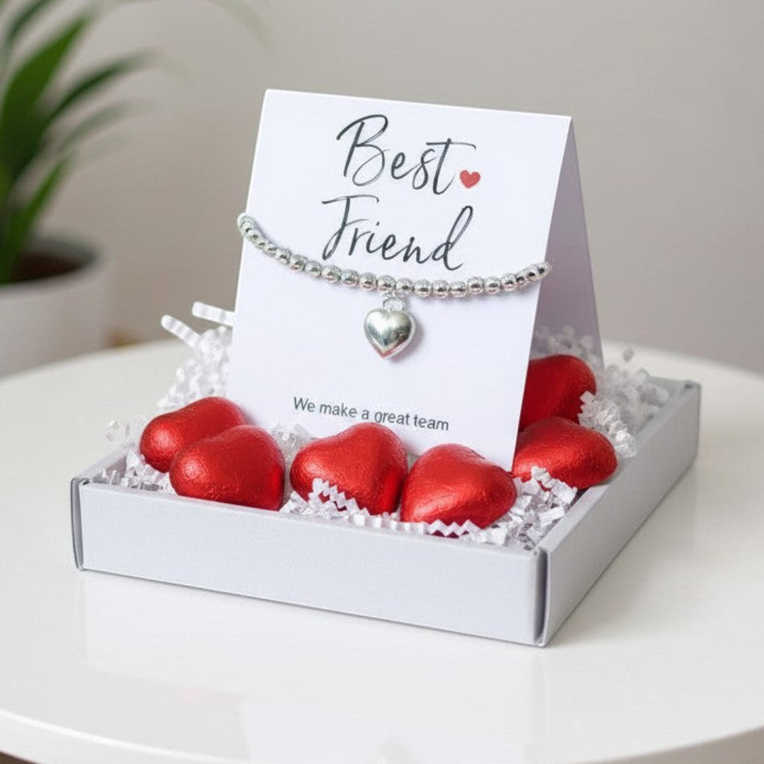 Best Friend Mini Gift Hamper with Silver Heart Bracelet