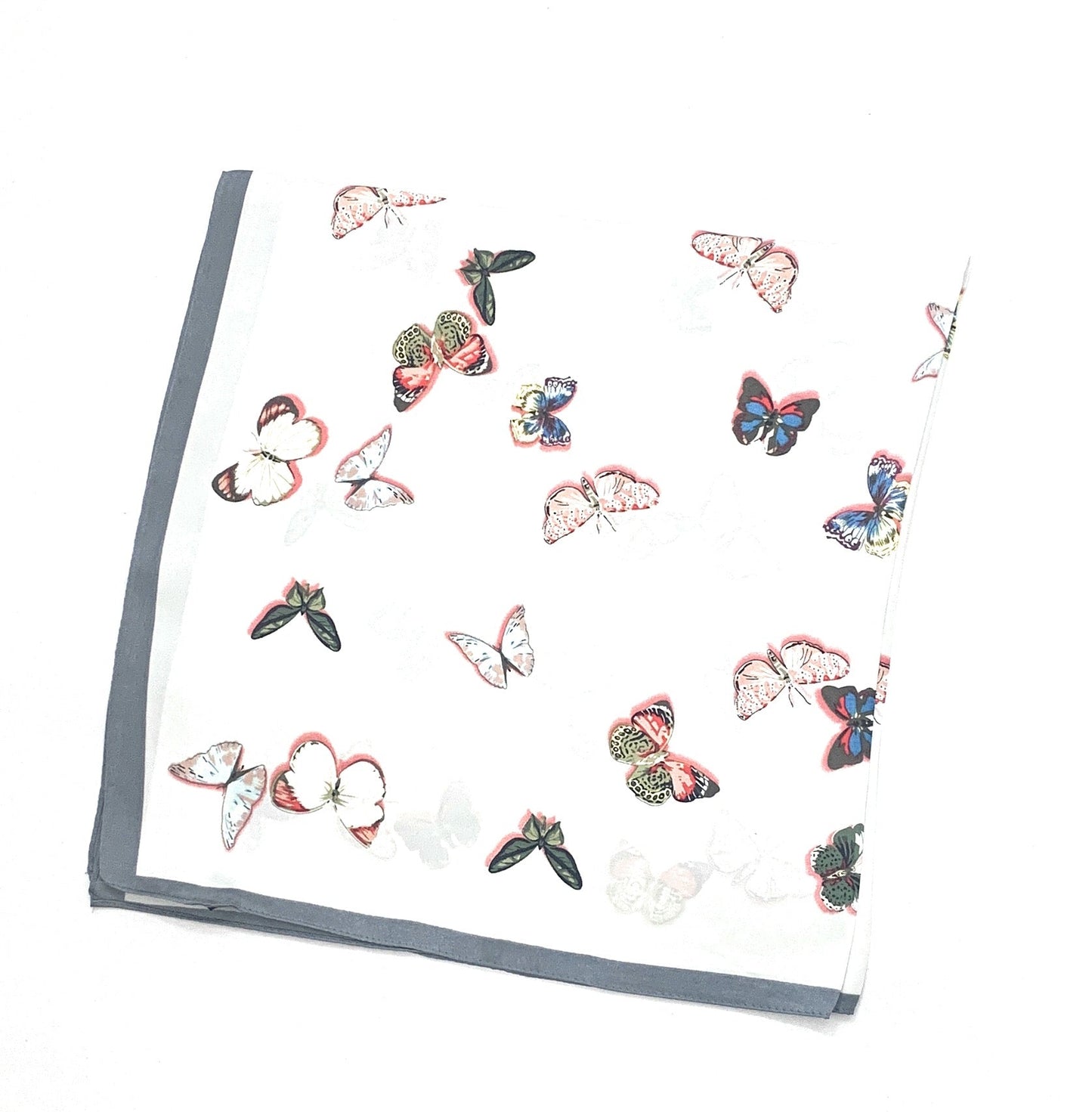 70cm x 70cm Grey Butterfly Print Pattern Square Scarf Big Ladies Women Faux Silk Head Neck Thin Bag Charm