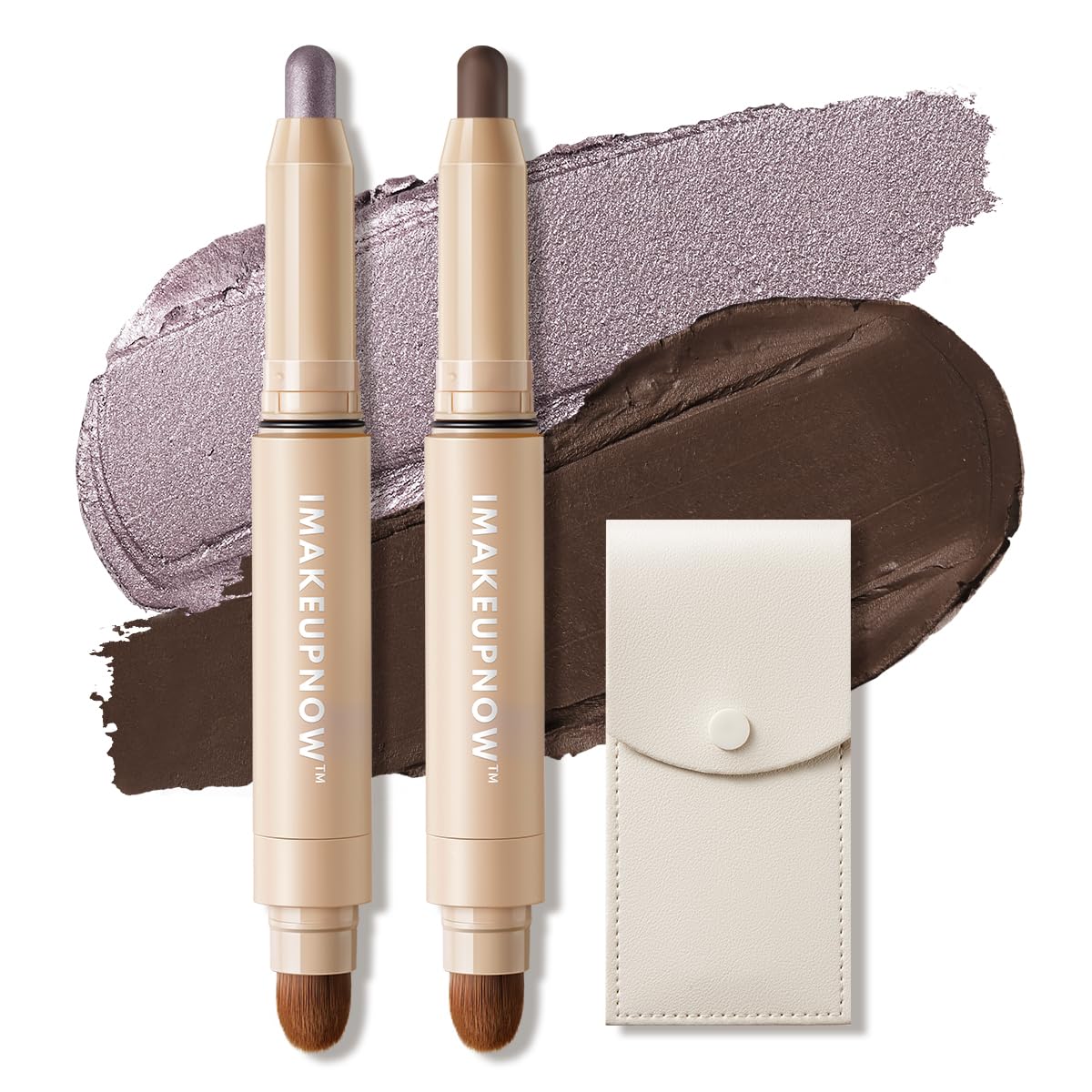 imakeupnow Cream Waterproof Eyeshadow Stick Set – 2pc with Small Cosmetic Bag | Shimmer Matte Finish