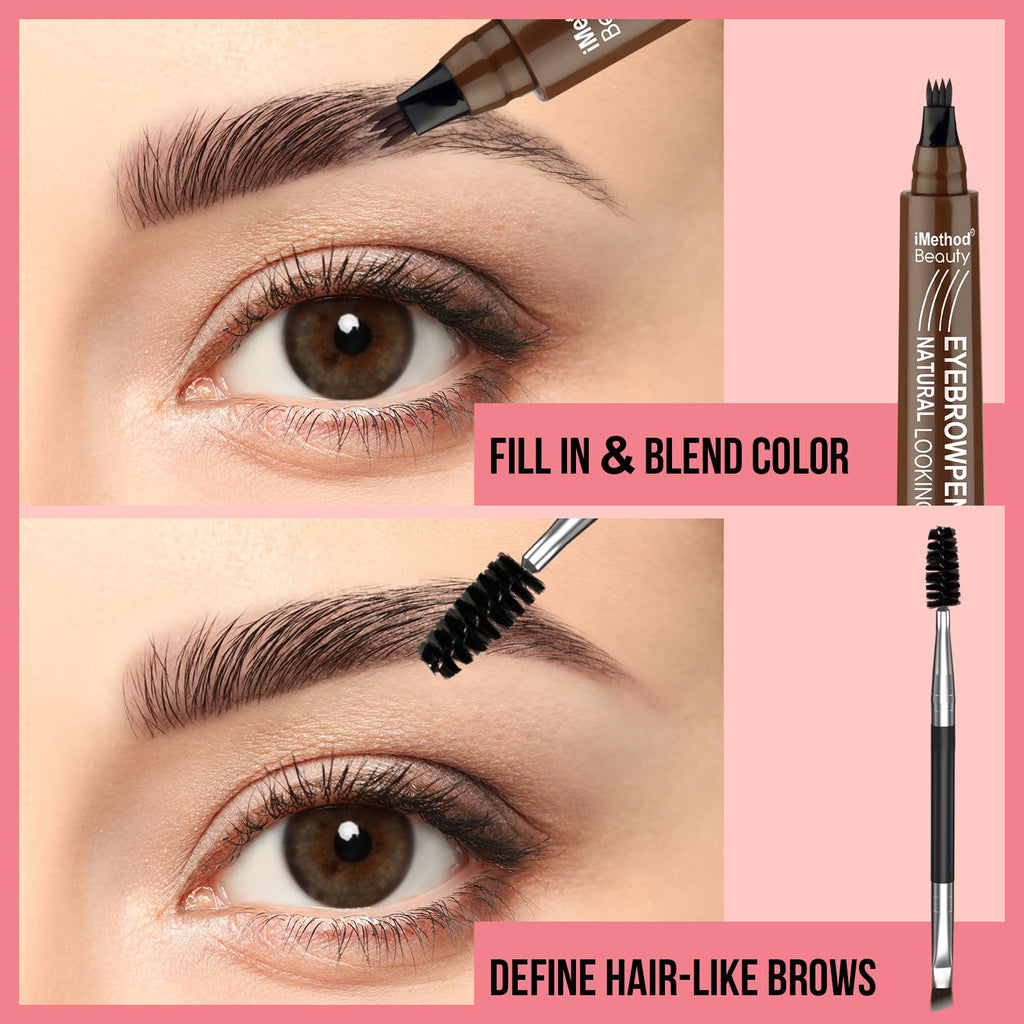 iMethod Microblading Eyebrow Pen – 4-Fork Tip, Waterproof, 24h Wear, 7 Shades