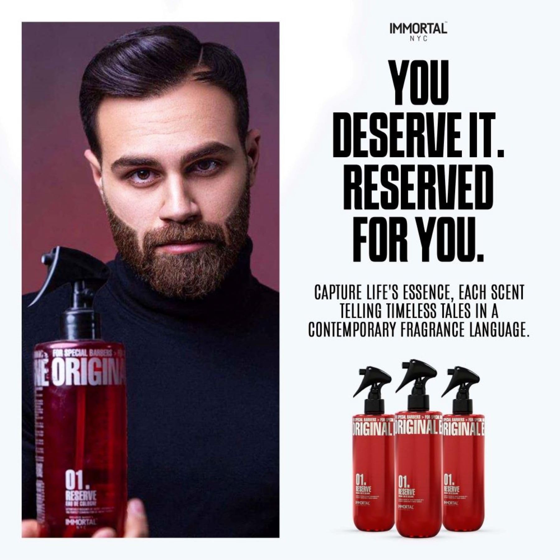 Immortal NYC Reserve 01 After Shave Spray – 17 oz, Signature Jasmine, Woodsy Amber