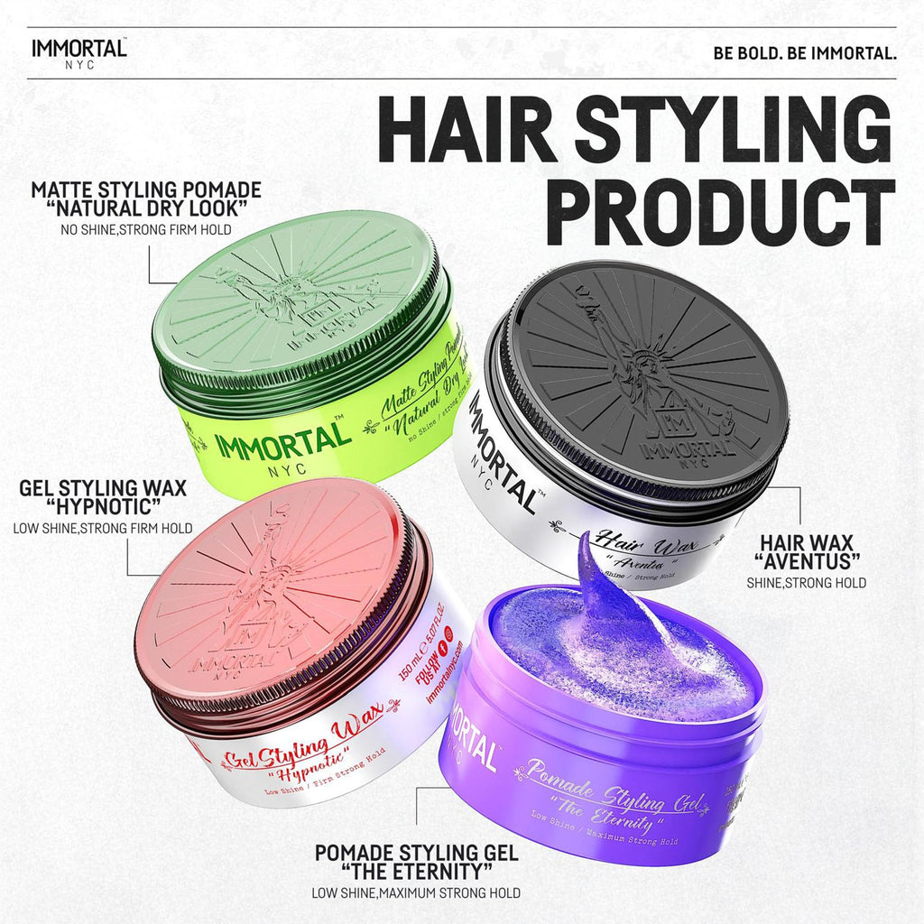 Immortal NYC Aventus Hair Wax – Extra Strong Hold, Low Shine, Water-Based, All Natural