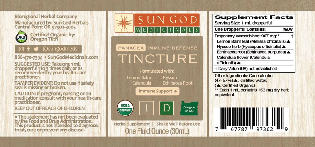 IMMUNE DEFENCE Organic Herbal Tincture - System Immunity Support