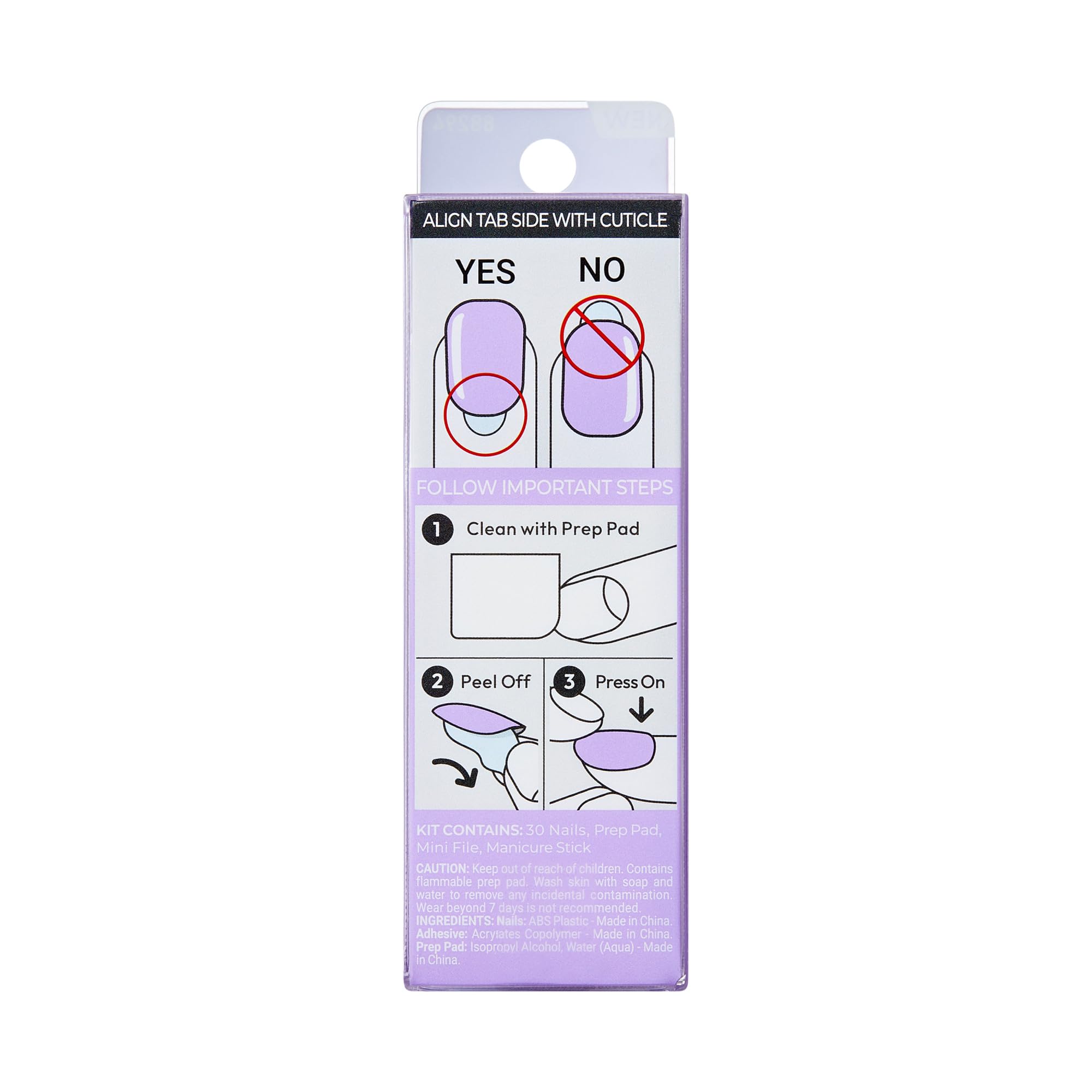 imPRESS Color Press-On Manicure Lavender – Short & Square, 30 Nails, No Dry Time, Chip Proof