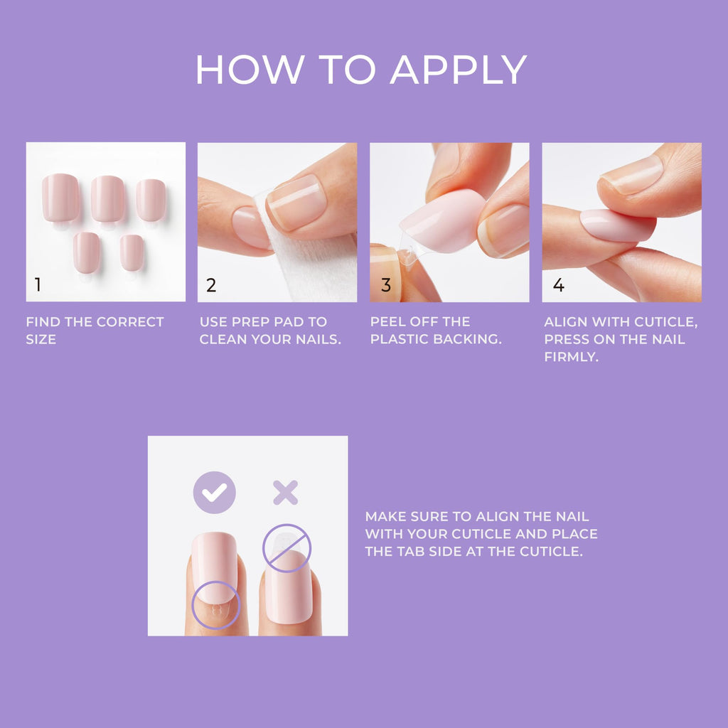 imPRESS Color Press-On Manicure Lavender – Short & Square, 30 Nails, No Dry Time, Chip Proof