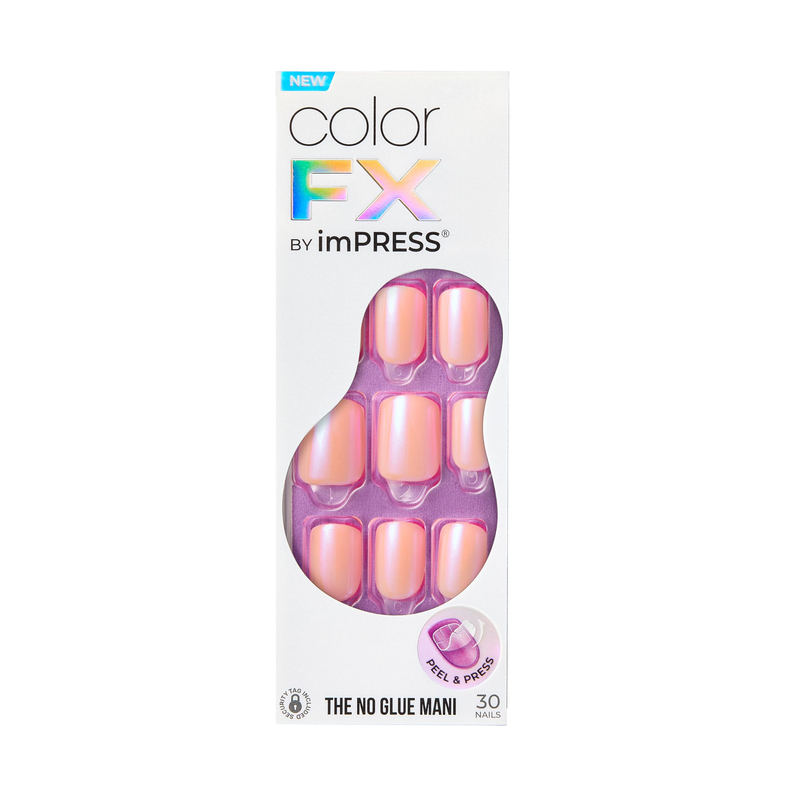 imPRESS Color FX Satellite No-Glue Press On Nails – Light Pink, Short Squoval, 30 Nails Kit