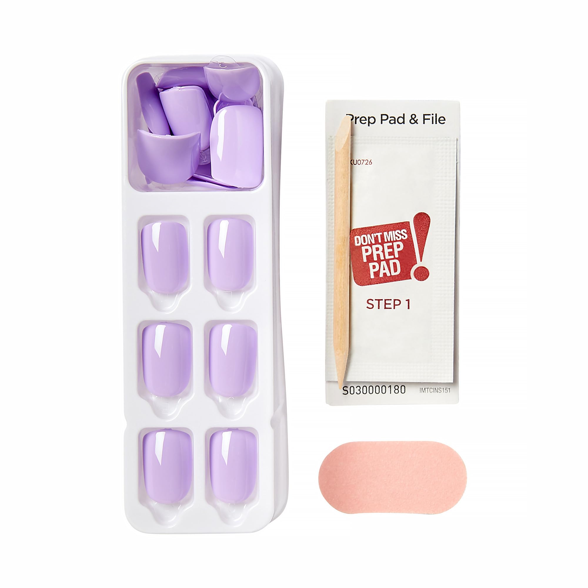 imPRESS Color Press-On Manicure Lavender – Short & Square, 30 Nails, No Dry Time, Chip Proof