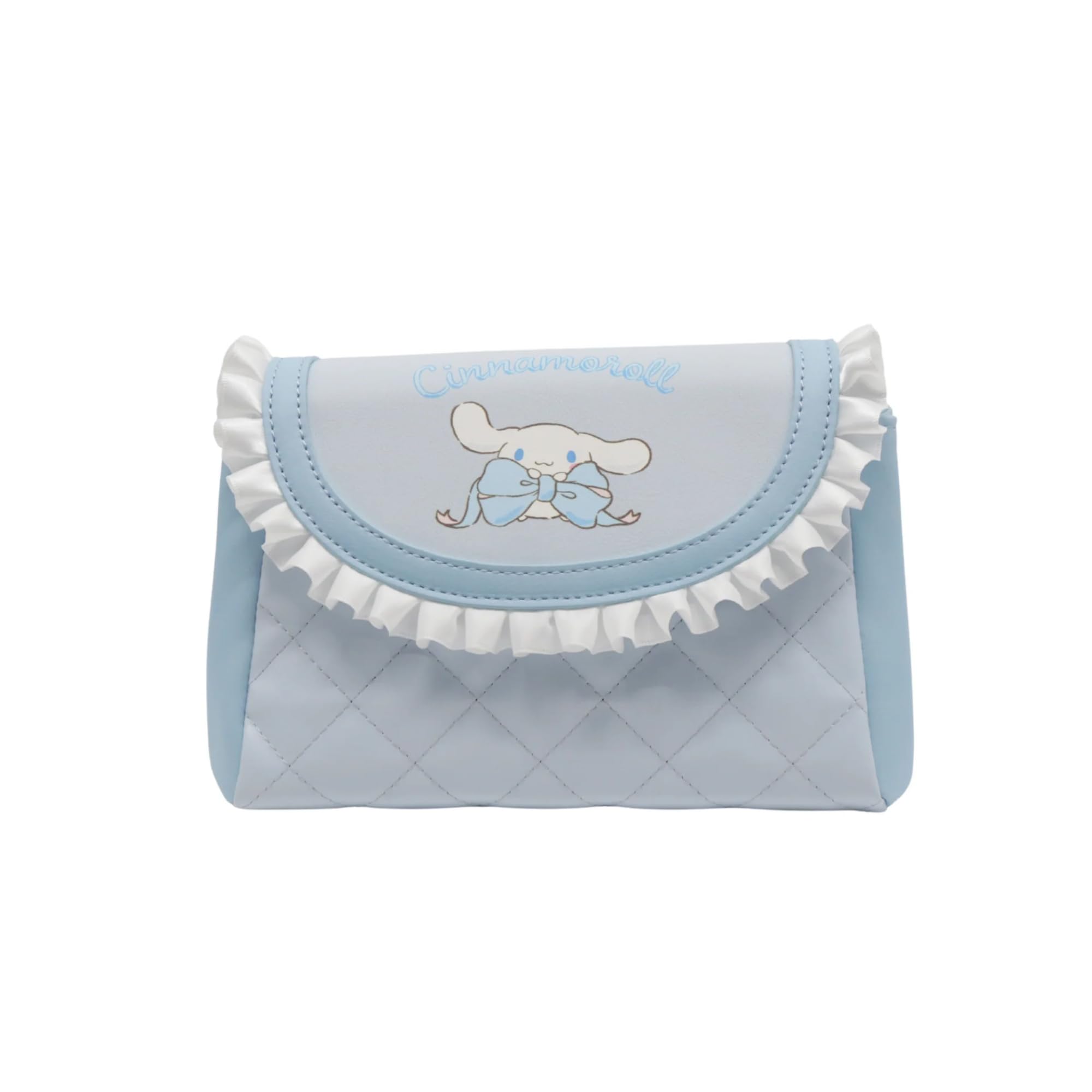 Impressions Vanity Cinnamoroll Lovely Ribbon Pouch with Detachable Wristlet | Faux Saffiano Leather Cosmetic Bag