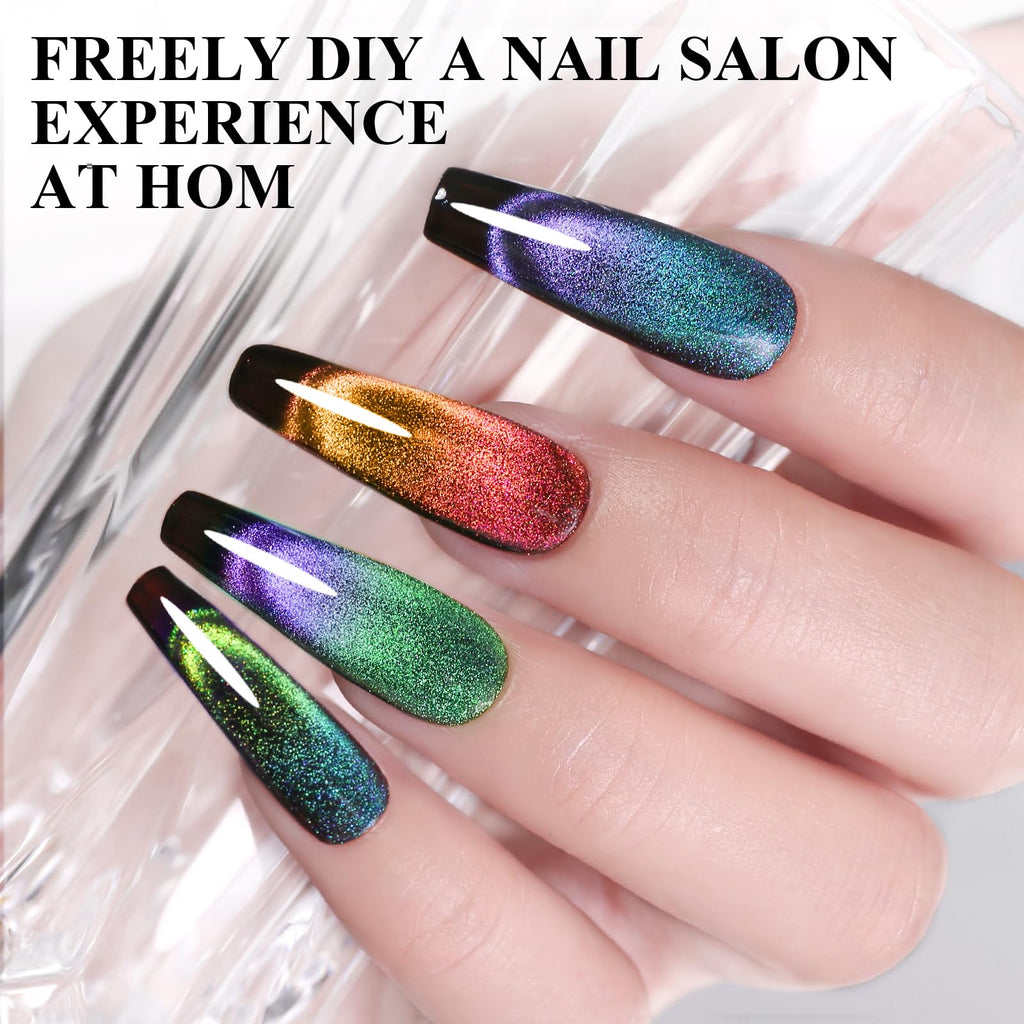 Imtiti 6Pcs 9D Cat Eye Gel Nail Polish Kit 10ml – Magnetic UV/LED Soak-Off for Nail Art