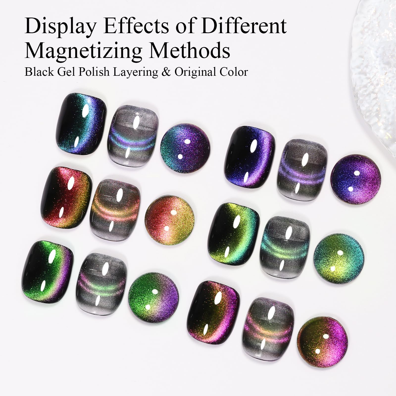 Imtiti 6Pcs 9D Cat Eye Gel Nail Polish Kit 10ml – Magnetic UV/LED Soak-Off for Nail Art
