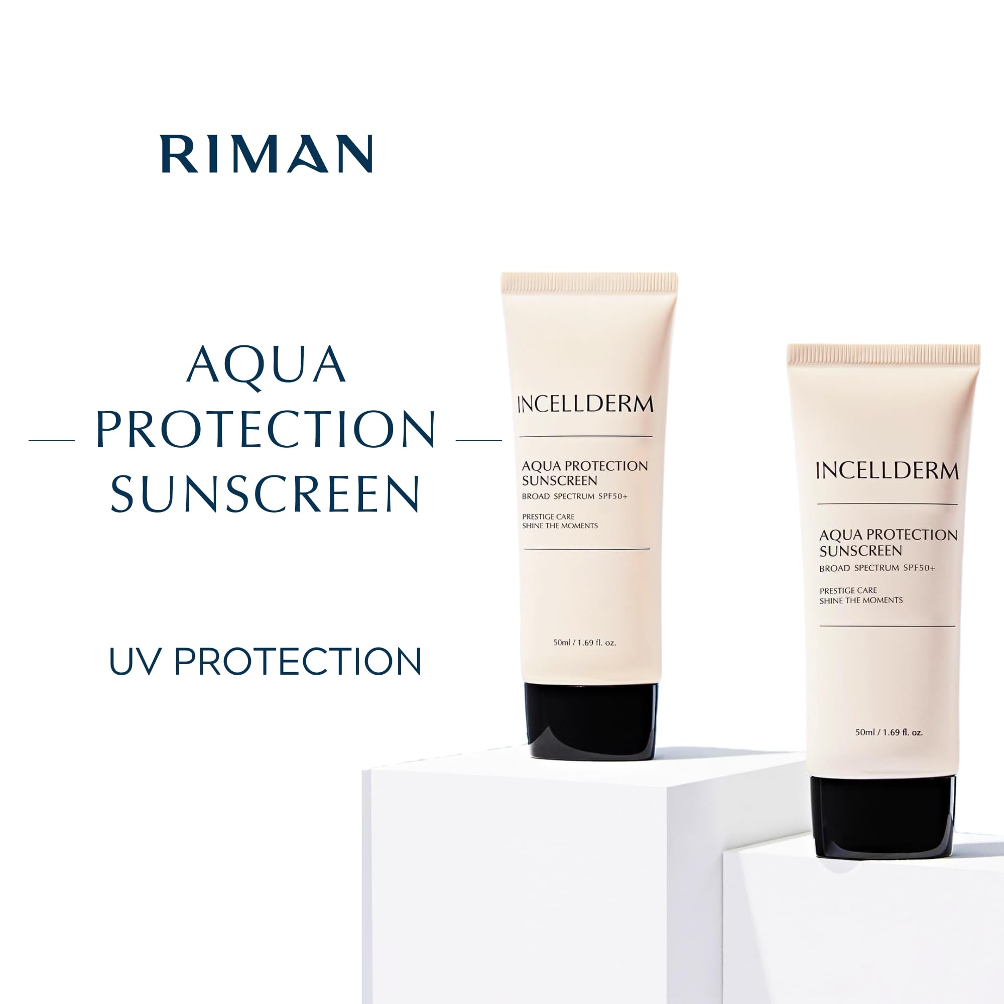 INCELLDERM Riman Aqua Protection Sunscreen SPF 50+ | 50 ml Lightweight, Hydrating UV Shield