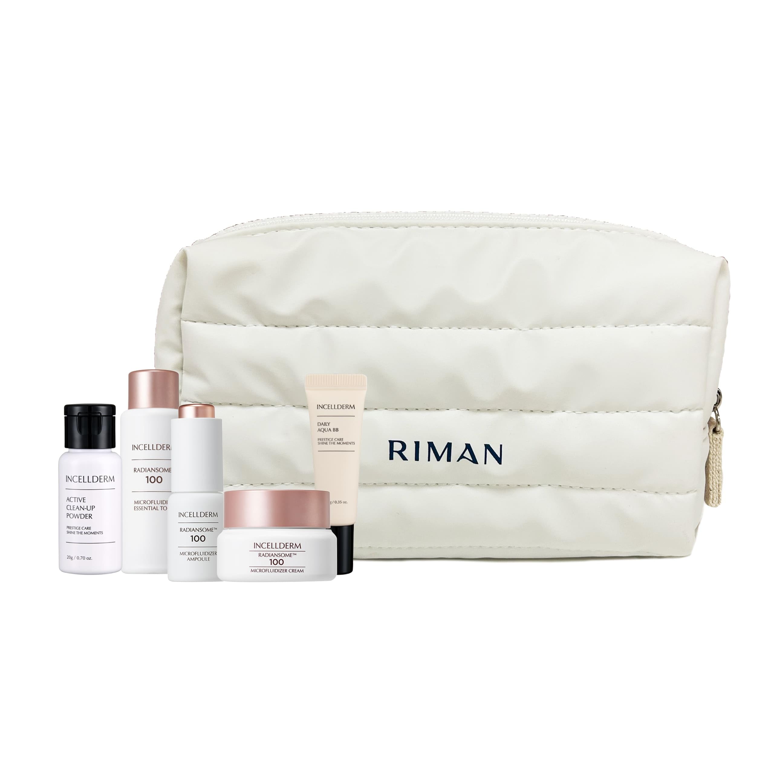 INCELLDERM Riman Radiansome Travel Kit – 5-Piece Hydrating Skincare Set for On-The-Go
