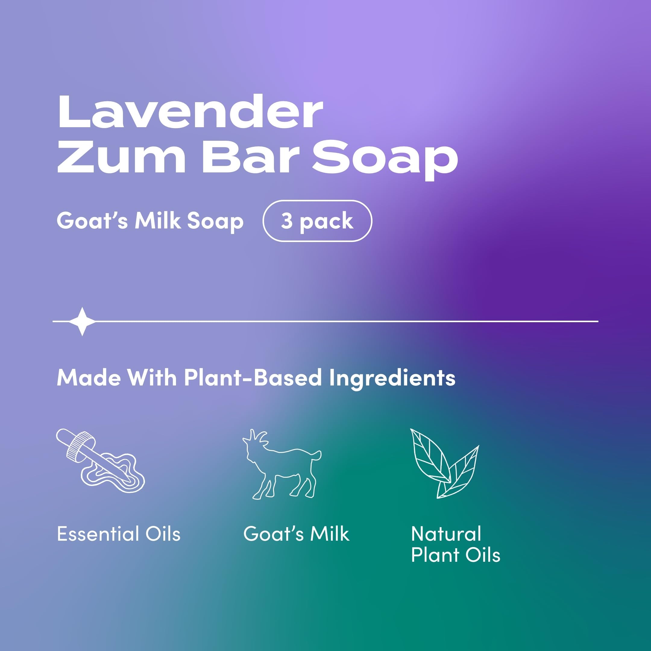 Zum Indigo Wild Goat's Milk Soap Bar – Lavender, 3 oz, 3-Pack | Essential Oils, Cruelty-Free