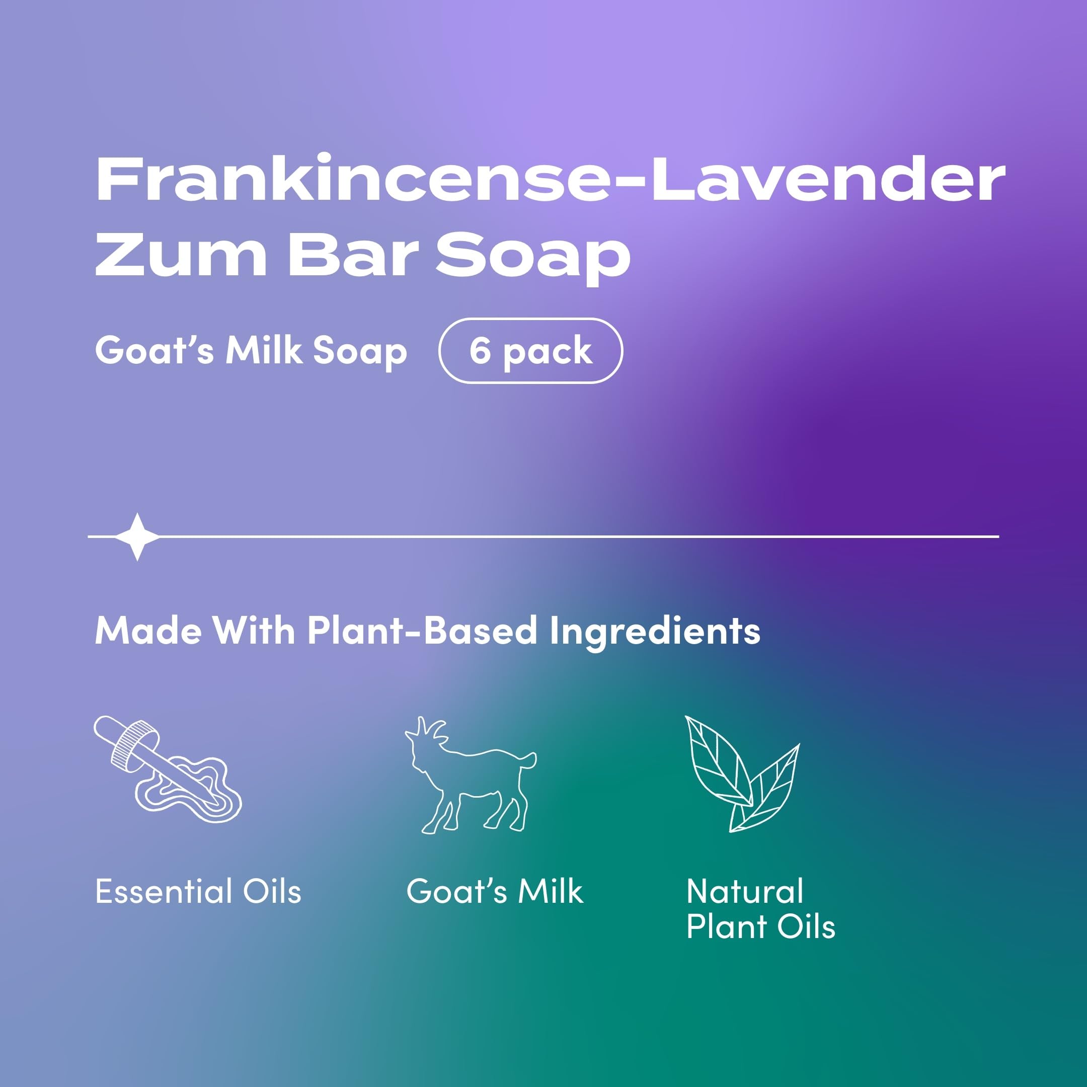 Indigo Wild Zum Goat Milk Soap Bar – Frankincense & Lavender (3 oz, 6 Pack)