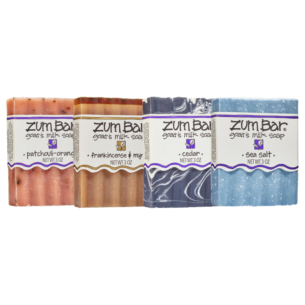 Indigo Wild Zum Goat Milk Soap Bar – 3 oz, Essential Oils, Earth & Sea Blends (4 Pack)