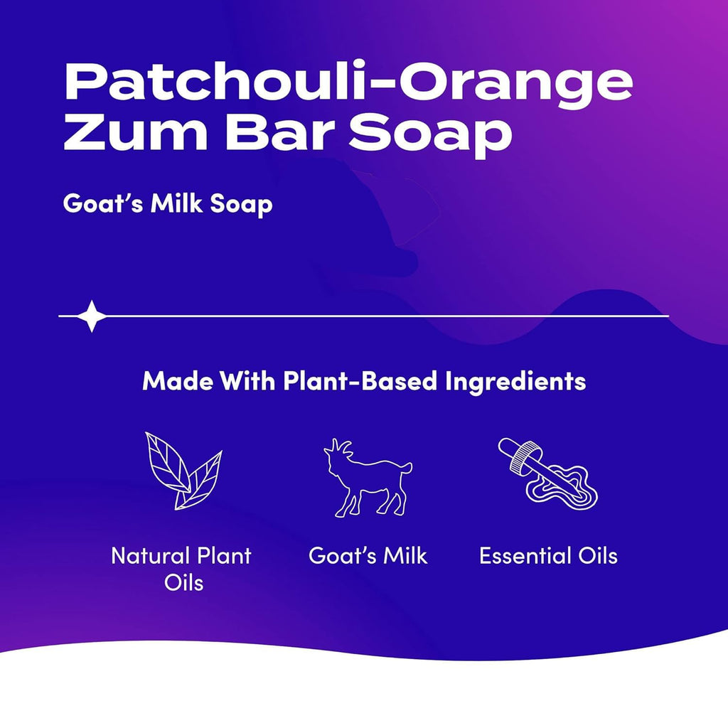 Indigo Wild Zum Goat's Milk Soap Bar – Patchouli-Orange, 3 oz, 6-Pack | Handcrafted with Plant Oils & Goat Milk