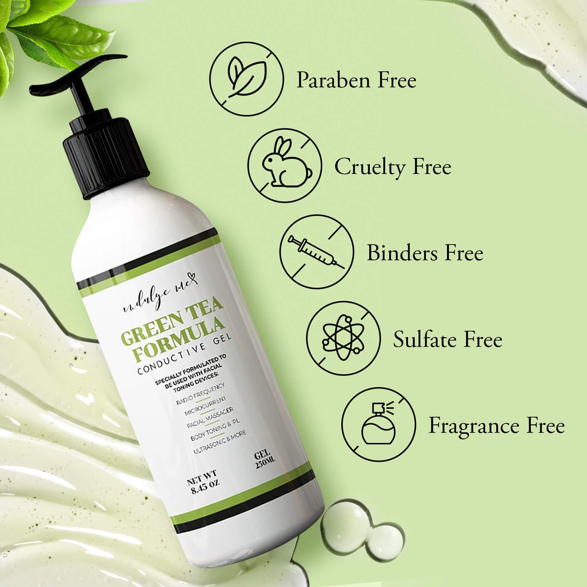 IndulgeMe Facial Conductive Gel for Microcurrent Devices – Korean Green Tea, Aloe & Hyaluronic Acid