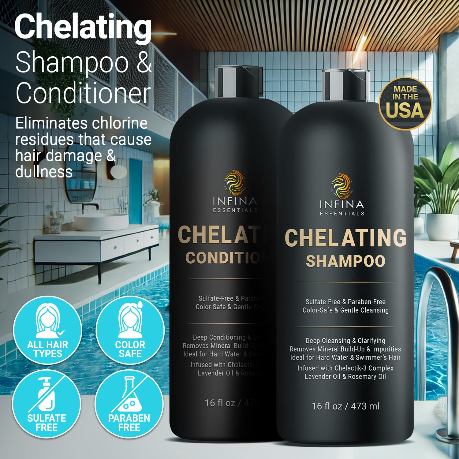 INFINA ESSENTIALS Chelating Hard Water Shampoo & Conditioner Set with Chelactik-3