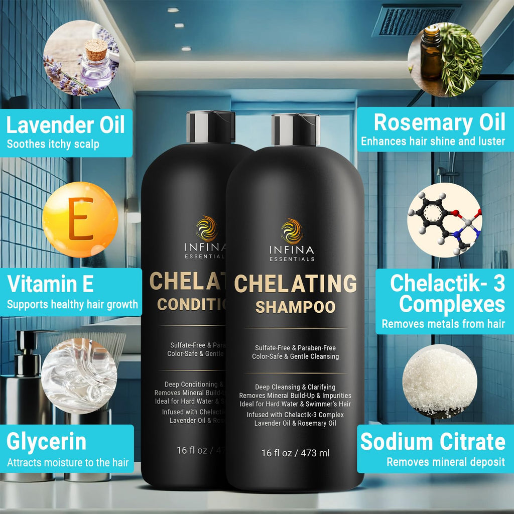 INFINA ESSENTIALS Chelating Hard Water Shampoo & Conditioner Set with Chelactik-3