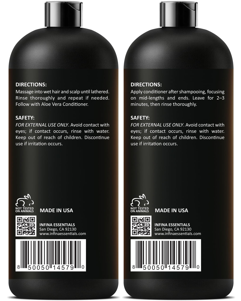 INFINA ESSENTIALS Aloe Vera Shampoo & Conditioner Set – Hydrating, Soothing Hair Care with Batana Oil | 16 fl oz Each