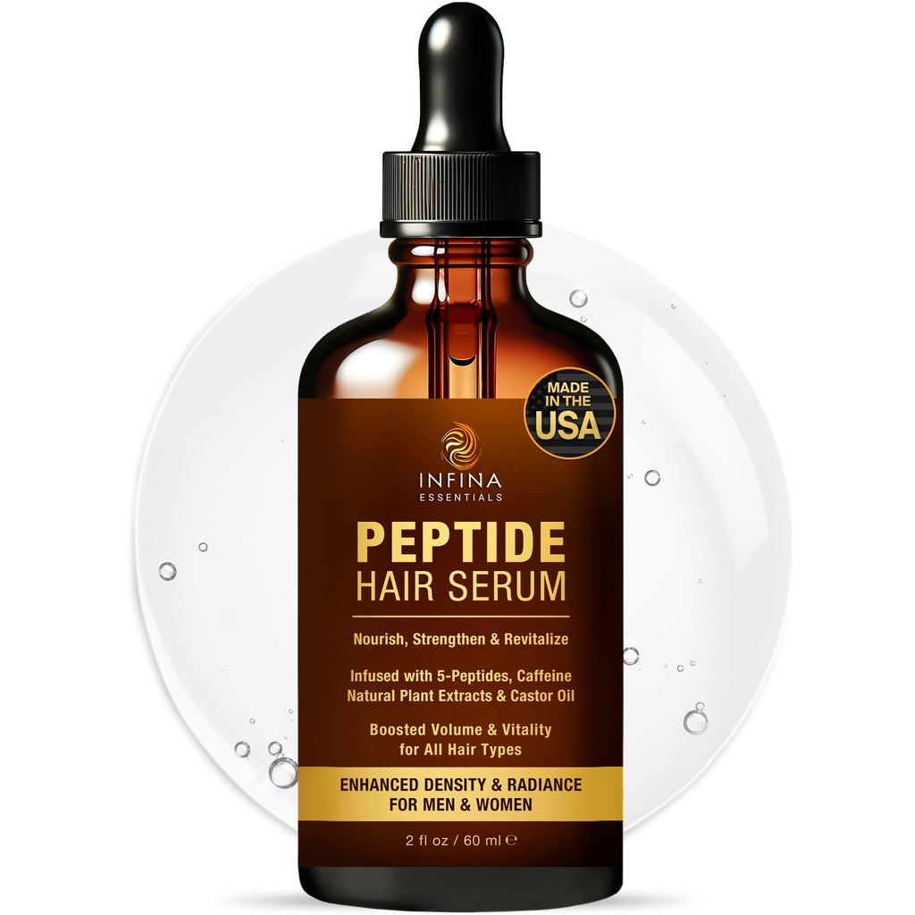 INFINA ESSENTIALS Peptide Hair Serum for Growth – Copper Peptides, Caffeine, 2 fl oz