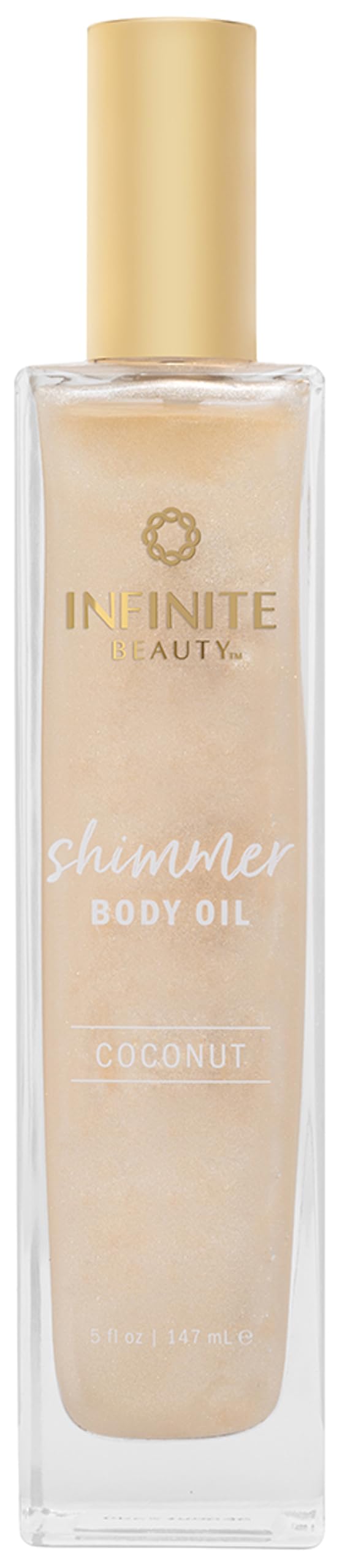 Infinite Beauty Shimmer Body Oil – Coconut & Gold Glitter | Hydrating Radiance, 5 Fl Oz