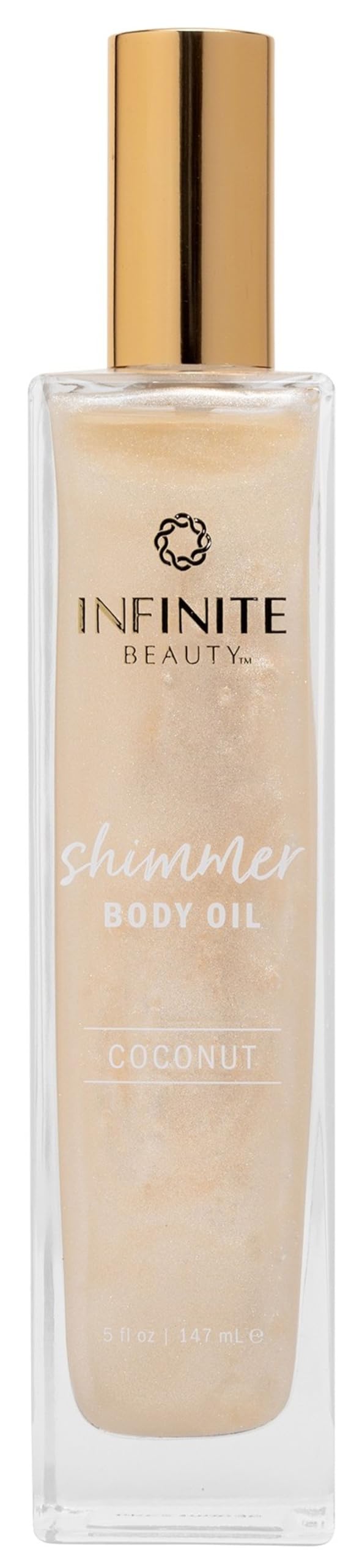 Infinite Beauty Shimmer Body Oil – Coconut & Gold Glitter | Hydrating Radiance, 5 Fl Oz
