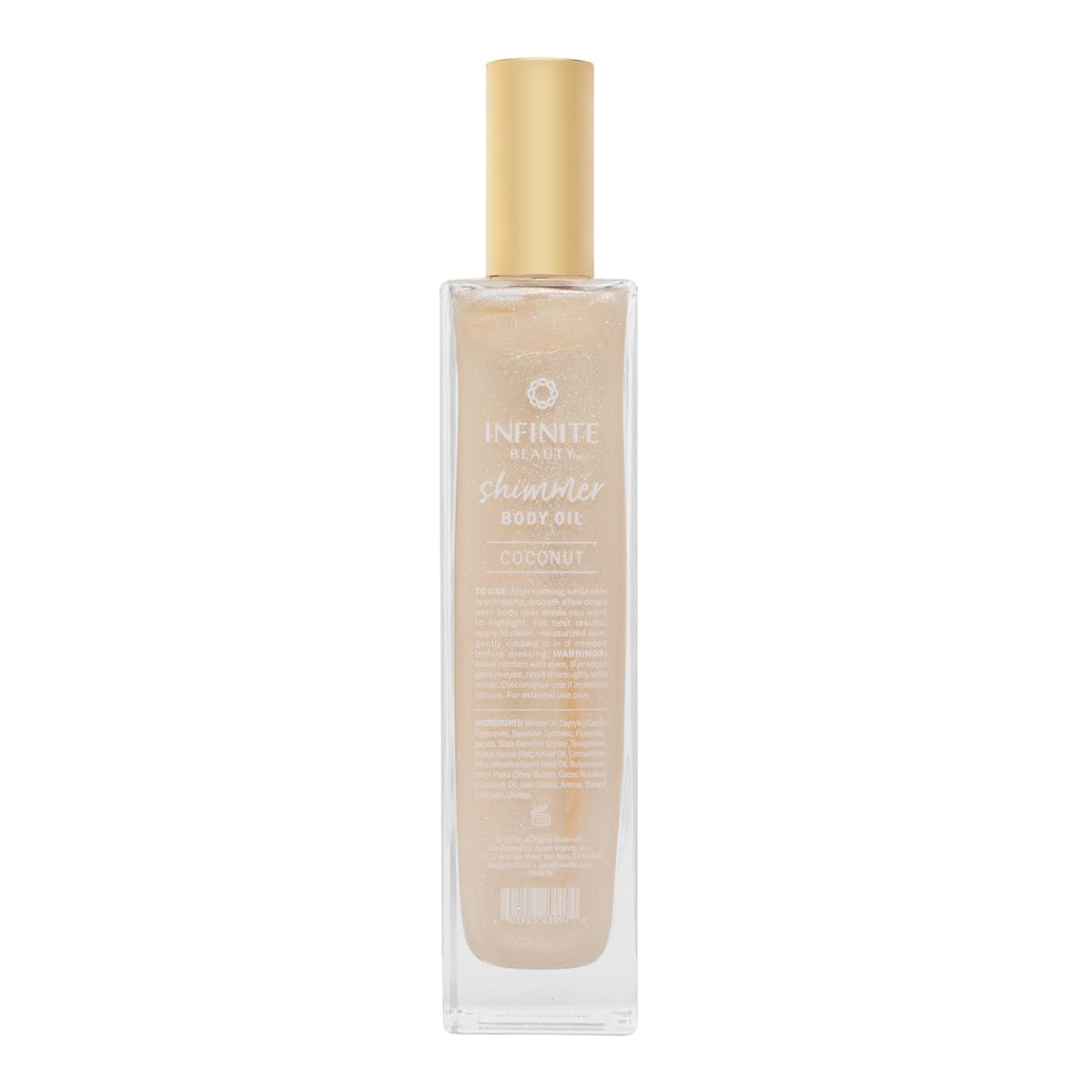 Infinite Beauty Shimmer Body Oil – Coconut & Gold Glitter | Hydrating Radiance, 5 Fl Oz