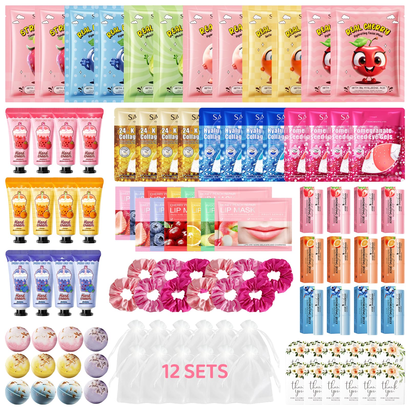 InfiniteRelax 108-Piece Spa Party Supplies for Sleepovers | Face Masks, Hand Cream, Lip Balm & More