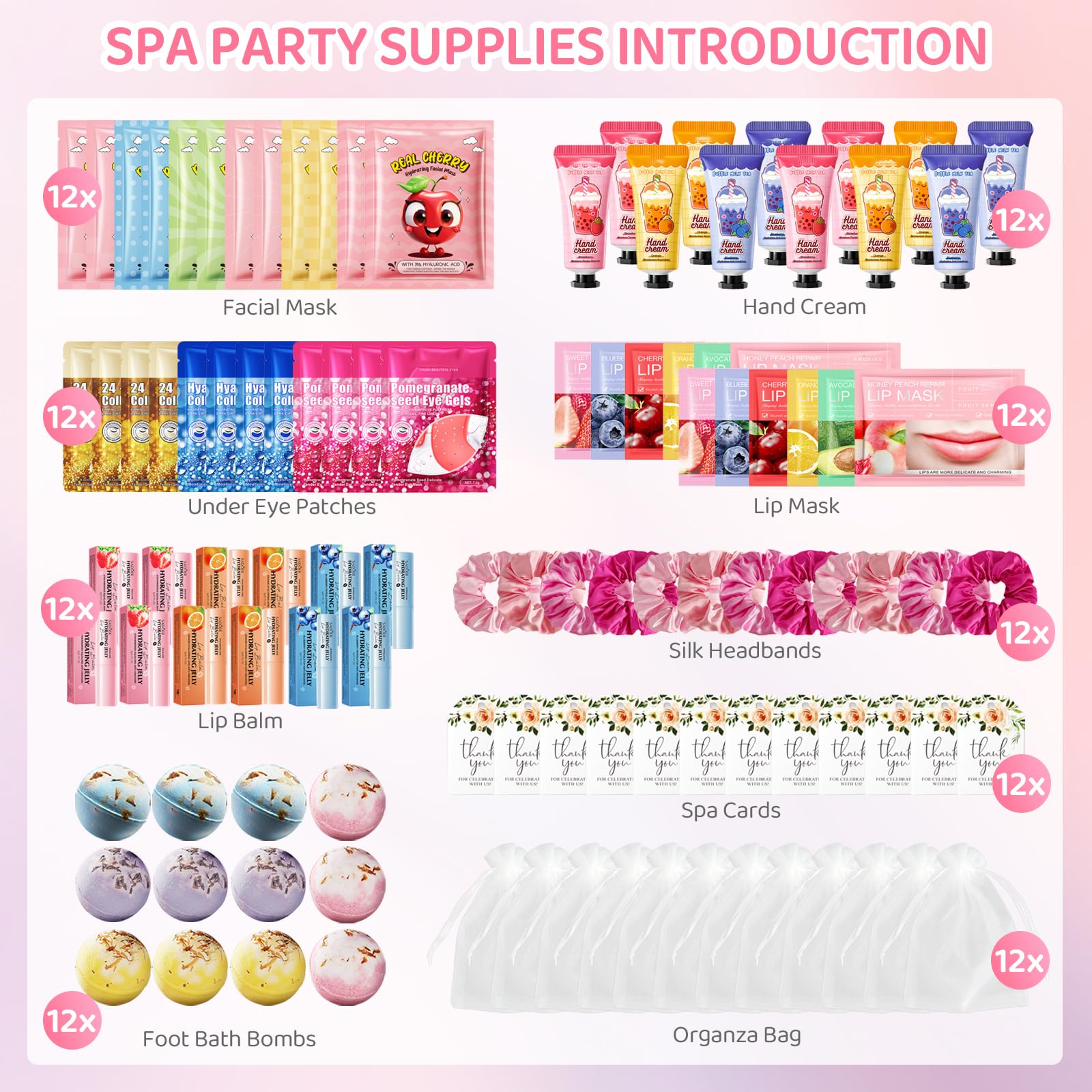 InfiniteRelax 108-Piece Spa Party Supplies for Sleepovers | Face Masks, Hand Cream, Lip Balm & More