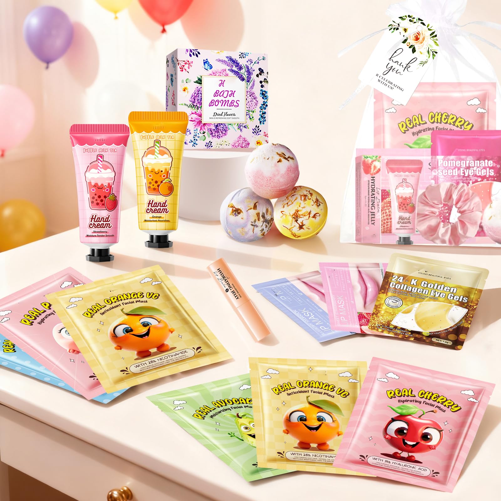 InfiniteRelax 108-Piece Spa Party Supplies for Sleepovers | Face Masks, Hand Cream, Lip Balm & More