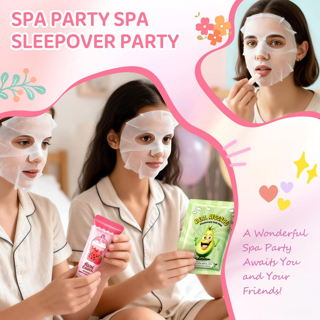 InfiniteRelax 108-Piece Spa Party Supplies for Sleepovers | Face Masks, Hand Cream, Lip Balm & More