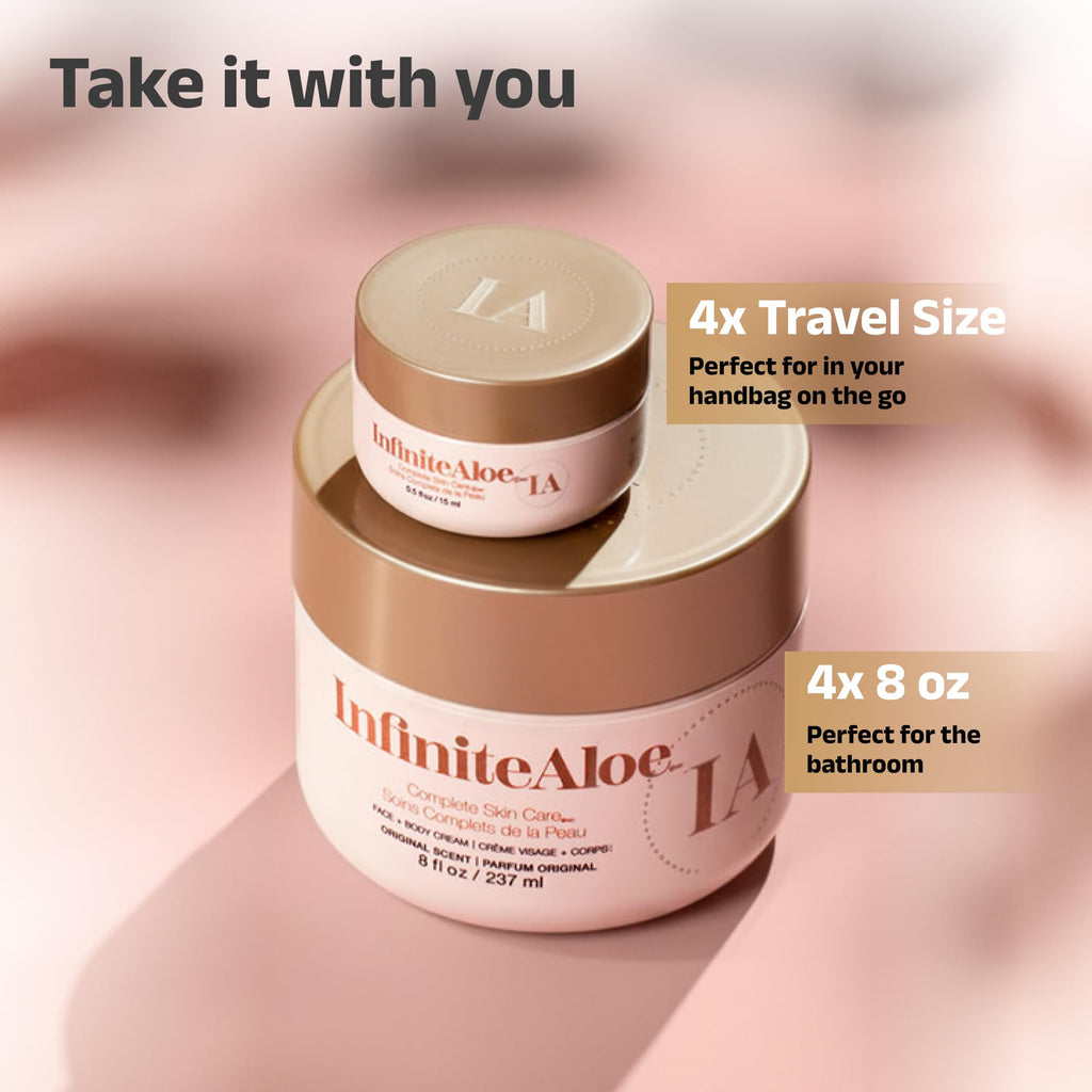 InfiniteAloe Complete Skin Care – Aloe Vera Moisturizer for All Skin Types (8oz Jar + Travel Jars)