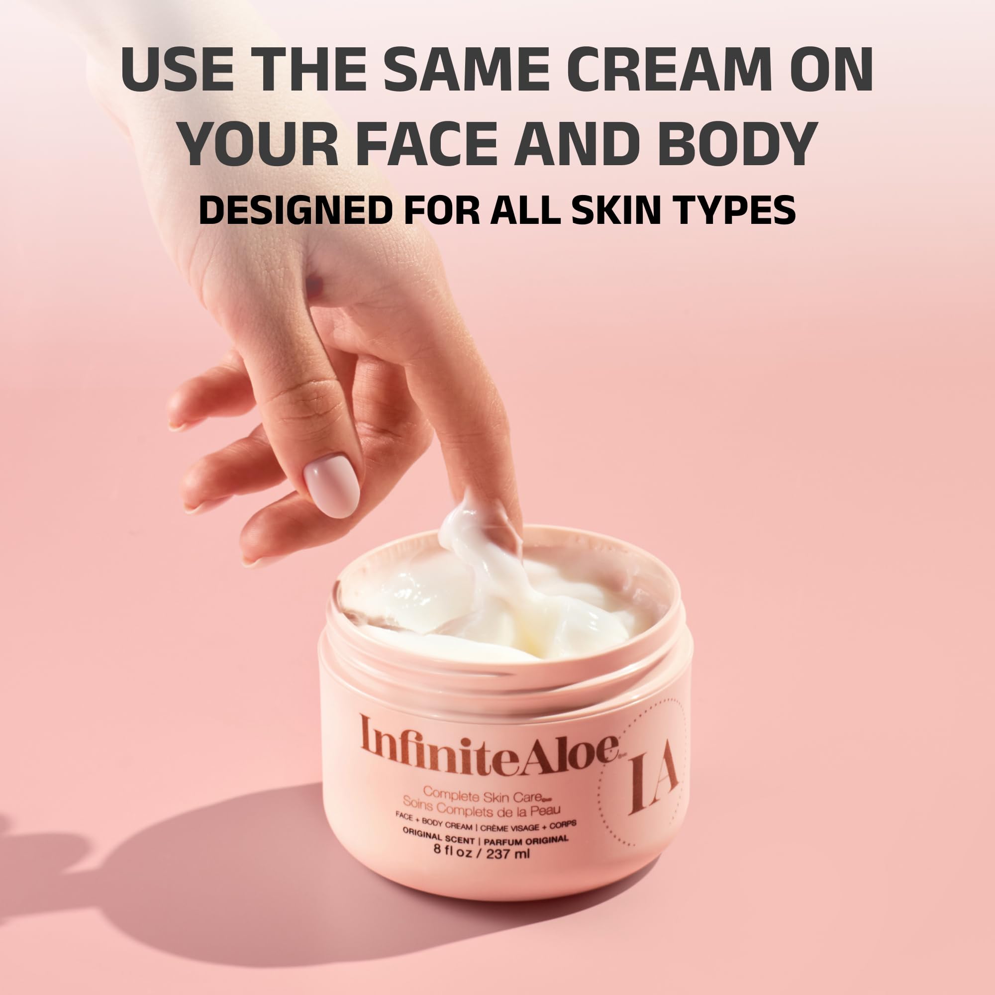 InfiniteAloe Complete Skin Care – Aloe Vera Moisturizer for All Skin Types (8oz Jar + Travel Jars)