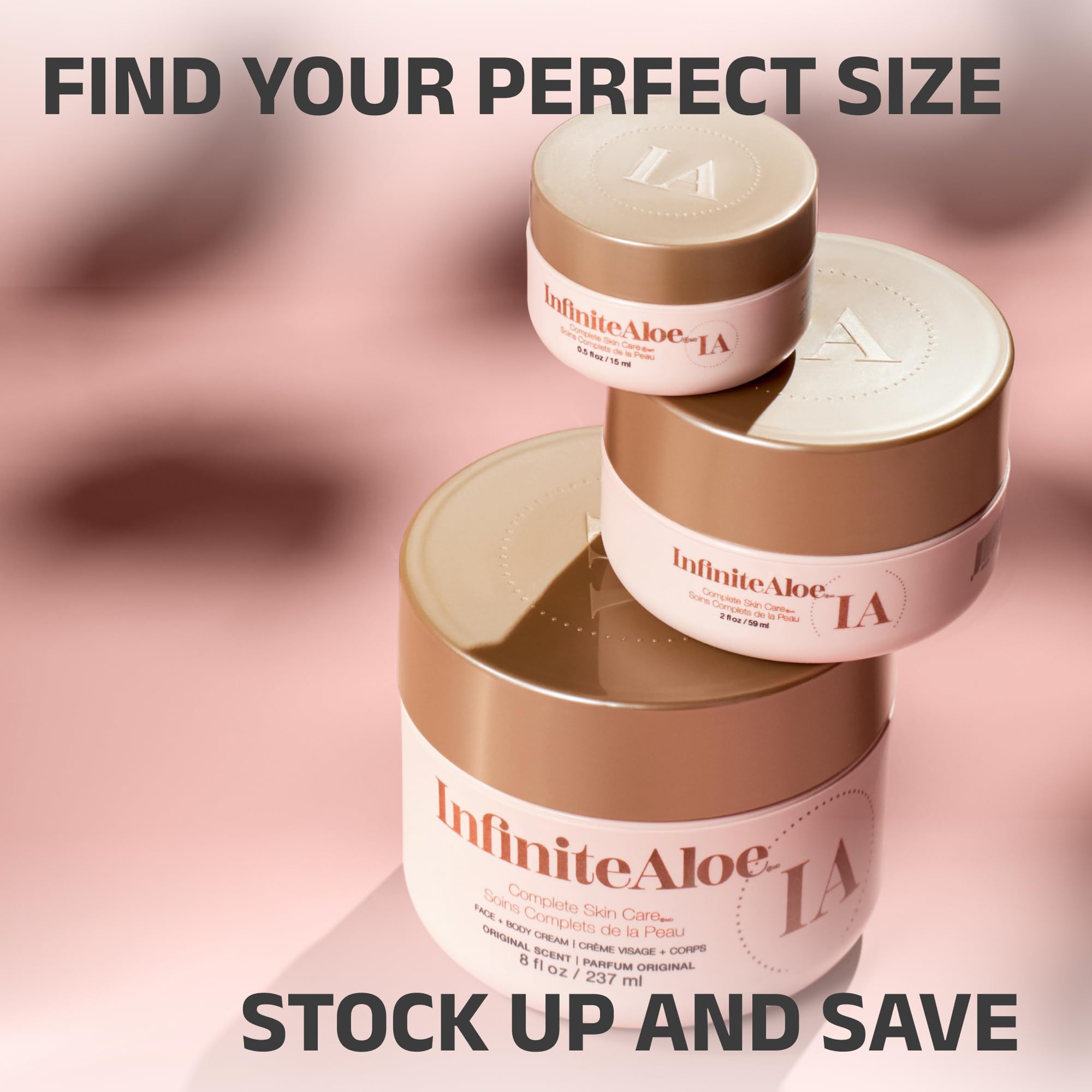InfiniteAloe Complete Skin Care – Aloe Vera Moisturizer for All Skin Types (8oz Jar + Travel Jars)