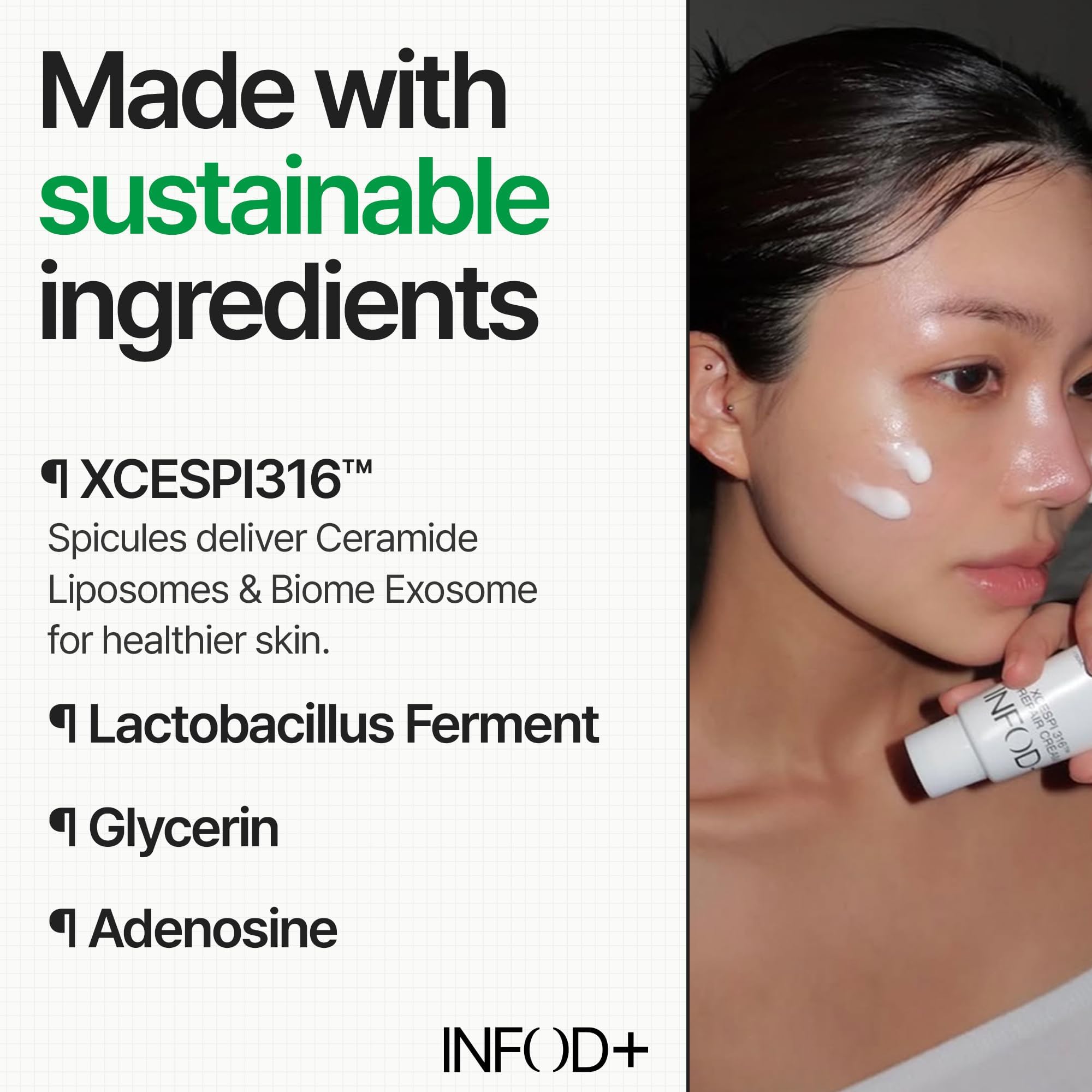 INFODPLUS Korean Skin Care Sensitive Face Cream – Lightweight Ceramides & Panthenol Moisturizer (50ml)