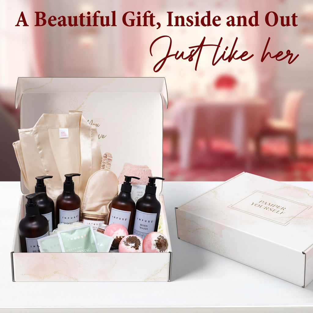 INFUSÉ 17-Piece Luxury Gift Set with Robe – White Tea & Coconut Bath Collection