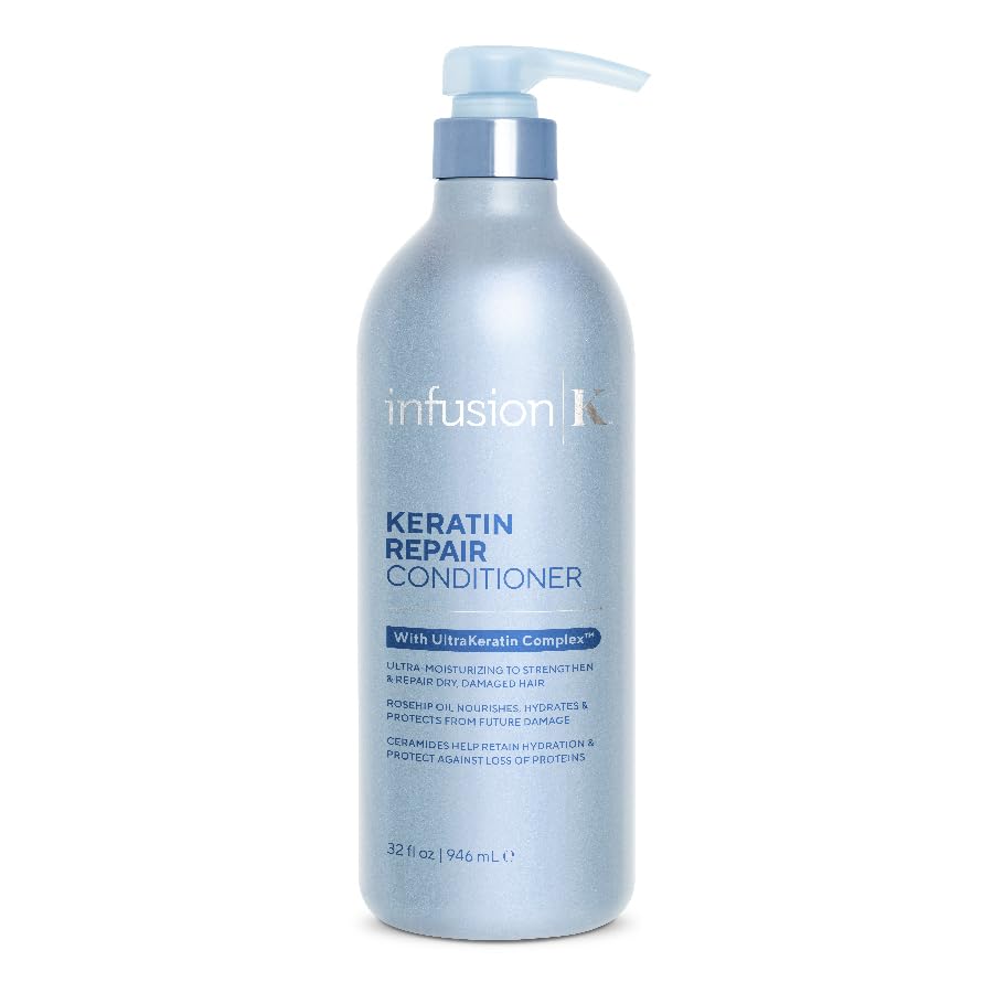 Infusion K Intense Repair Conditioner with Rosehip & UltraKeratin Complex | Deep Hydration & Strength for Damaged Hair | Color Safe, Paraben & Sulfate Free | USA Made 32 oz