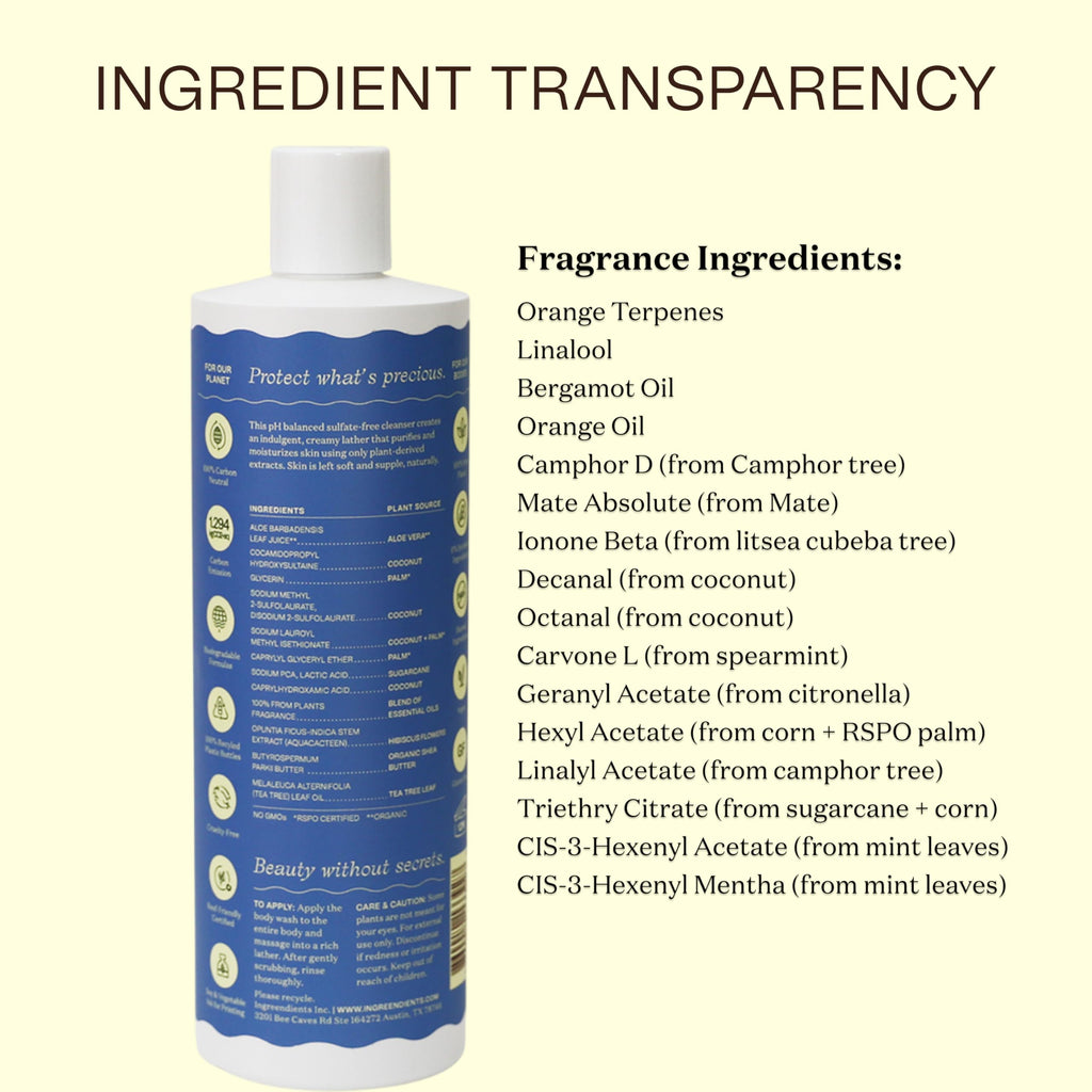 Ingreendients Natural Body Wash – Organic, Moisturizing, Vegan, Sulfate Free (2x16 oz)