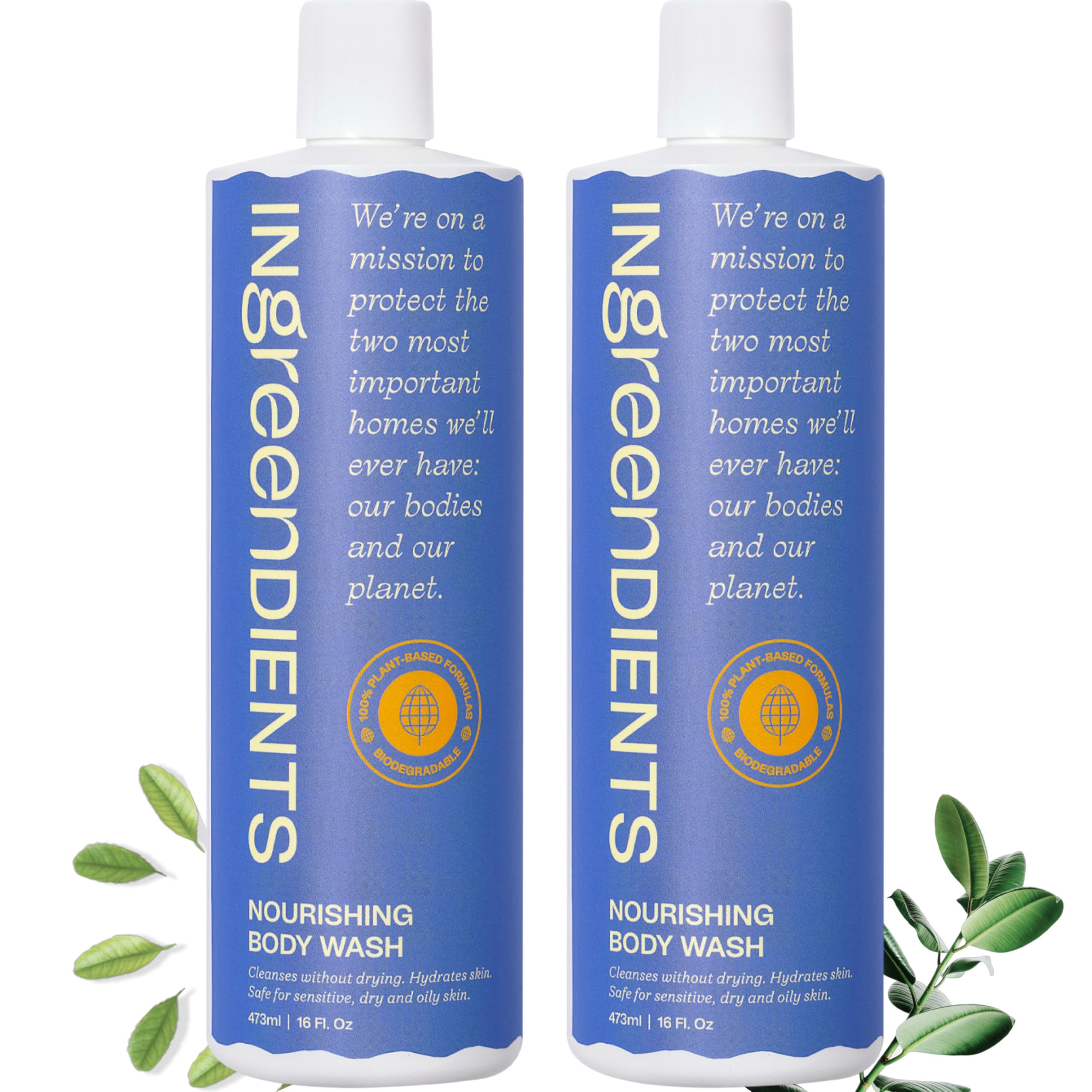 Ingreendients Natural Body Wash – Organic, Moisturizing, Vegan, Sulfate Free (2x16 oz)