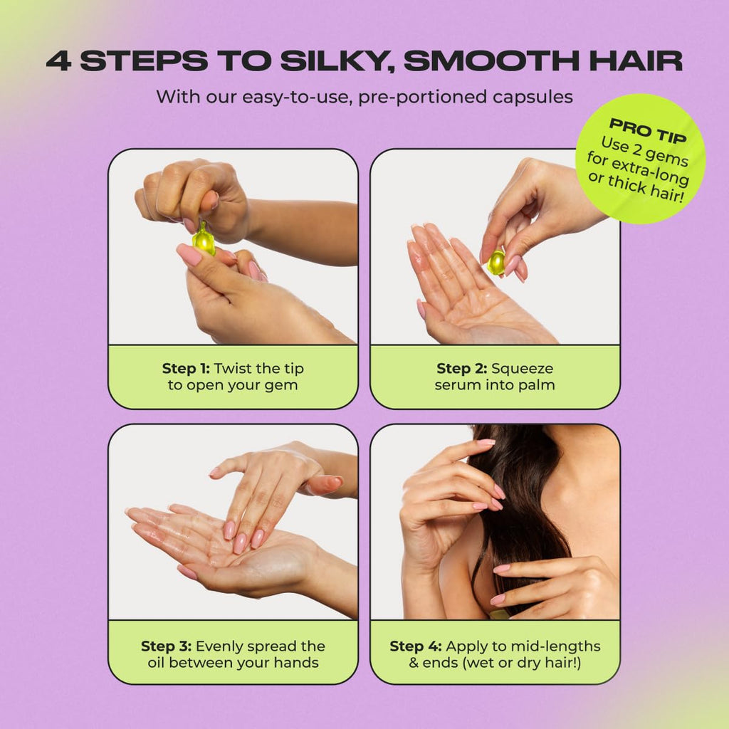 INH Hair Gloss Gems – Lightweight Hair Oil Capsules for Shine, Frizz Control, and Fragrance (35 Capsules)