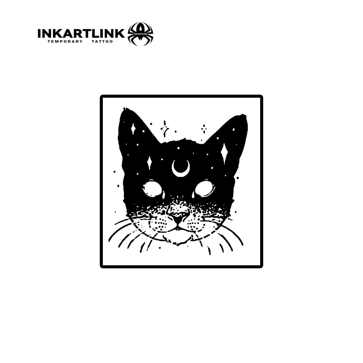 INKARTLINK Star Moon Cat Semi-Permanent Tattoos – Realistic, Waterproof, 7–14 Days