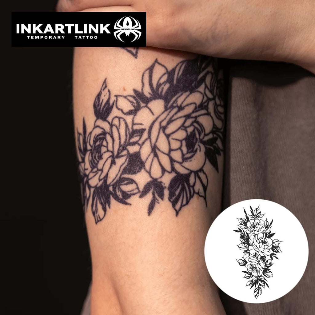 INKARTLINK 2 Sheets Extra Large Semi-Permanent Tattoos – Blooming Cascade, Waterproof & Realistic