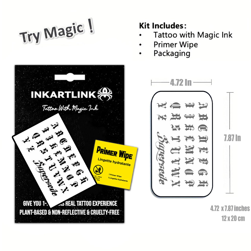 INKARTLINK Semi-Permanent Tattoos — Personalized Gothic Letter Tattoos for Custom Names, Waterproof & Cruelty-Free