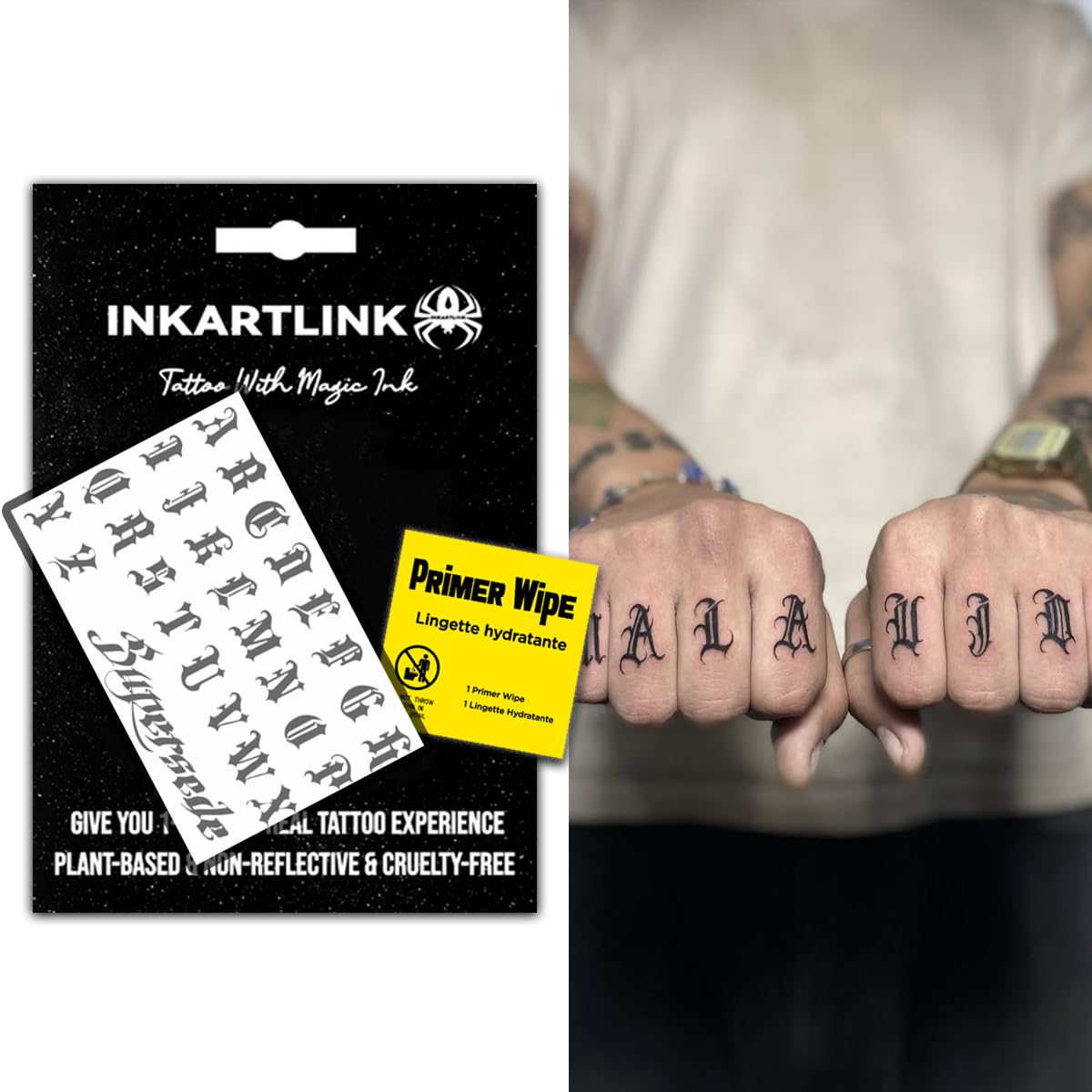 INKARTLINK Semi-Permanent Tattoos — Personalized Gothic Letter Tattoos for Custom Names, Waterproof & Cruelty-Free