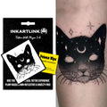 INKARTLINK Star Moon Cat Semi-Permanent Tattoos – Realistic, Waterproof, 7–14 Days