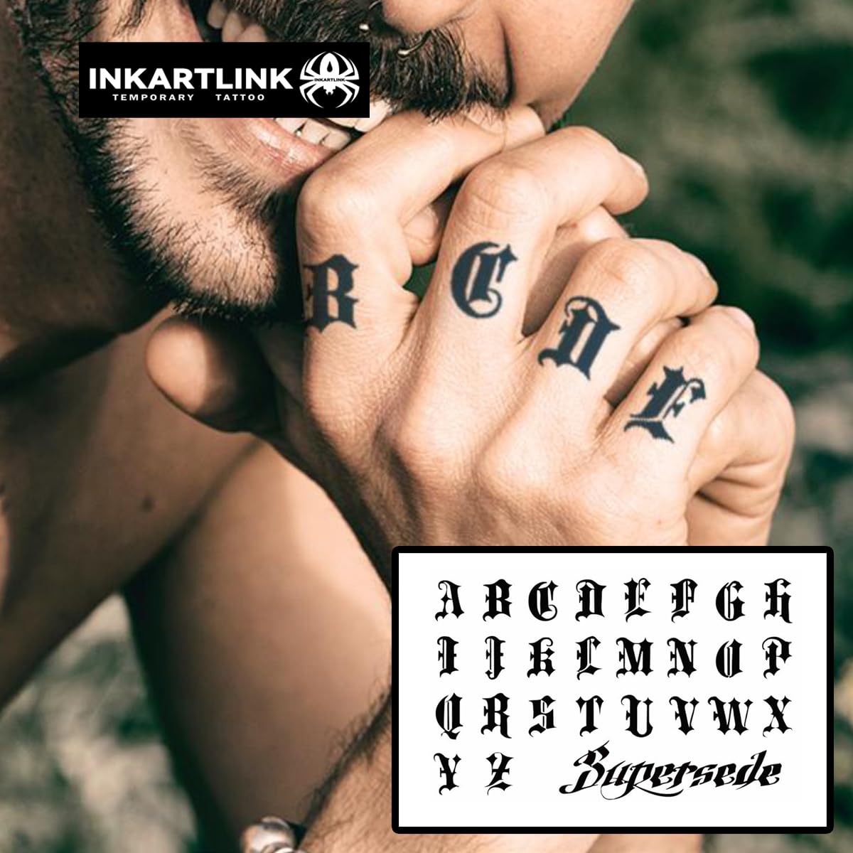 INKARTLINK Semi-Permanent Tattoos — Personalized Gothic Letter Tattoos for Custom Names, Waterproof & Cruelty-Free