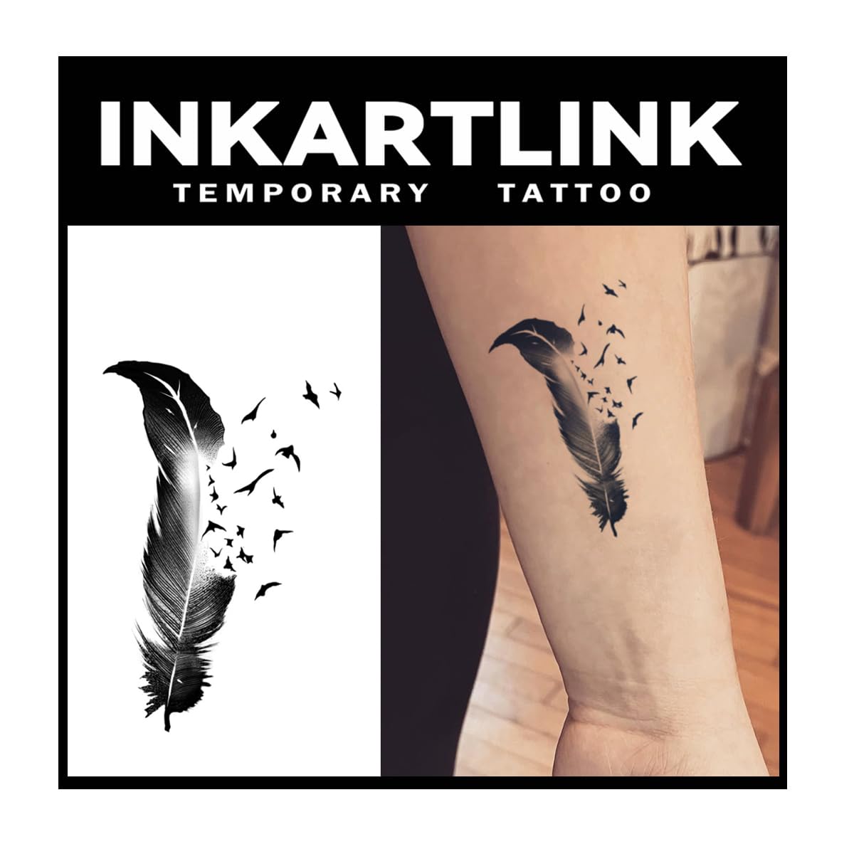 INKARTLINK Tattoo Tech: 3 Sheets Small Semi-Permanent Tattoos | Realistic, Waterproof, No Adhesive