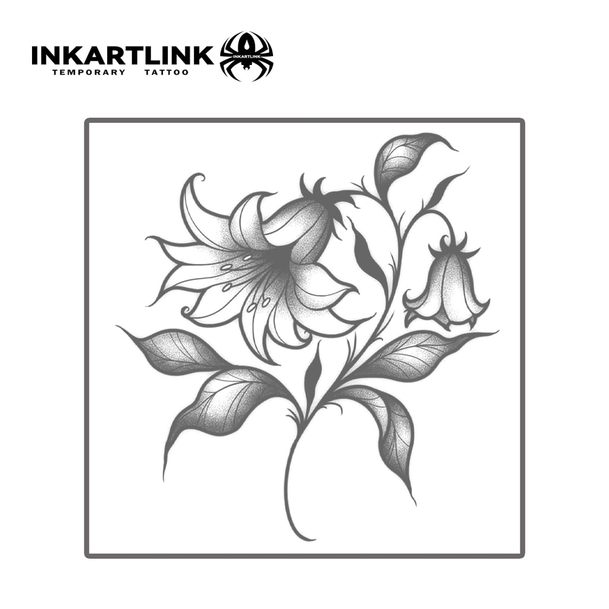 INKARTLINK Tattoo Tech Lily Bellflower – 2 Sheets Semi-Permanent Tattoo Lasts 1-2 Weeks