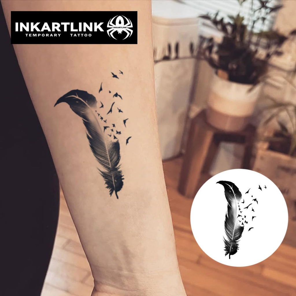 INKARTLINK Tattoo Tech: 3 Sheets Small Semi-Permanent Tattoos | Realistic, Waterproof, No Adhesive
